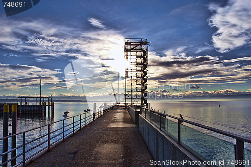 Image of Low Sun on Friedrichshafen, Germany, Christmas Time