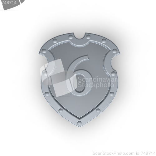 Image of number six on metal shield