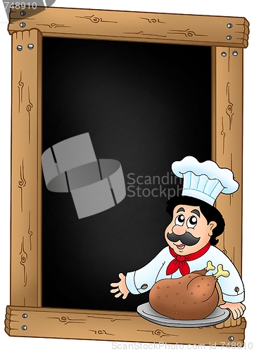 Image of Blackboard and chef with meal