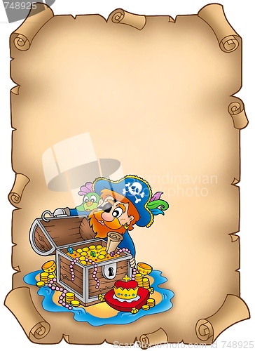 Image of Parchment with pirate and treasure