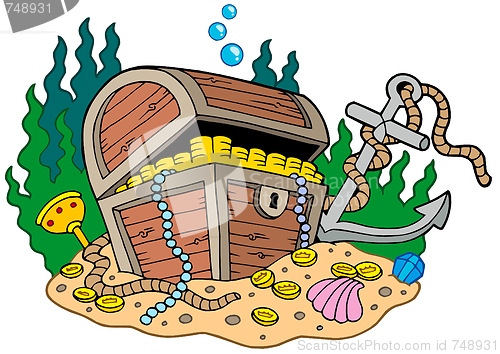 Image of Treasure chest on sea bottom
