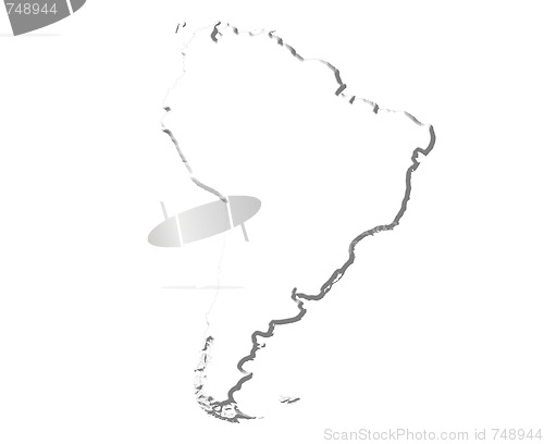 Image of South America 3D White Map