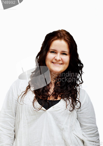 Image of Portrait - Cute brunette teen on white