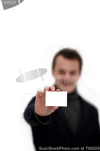 Image of CopySpace - Young Man holding business card