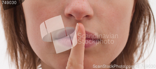 Image of Shh - Cut out of woman with finger to lips