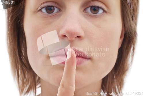 Image of Silence - Cut out of woman with finger to lips