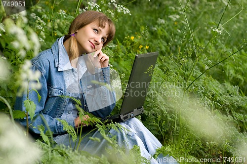 Image of Girl and  laptop