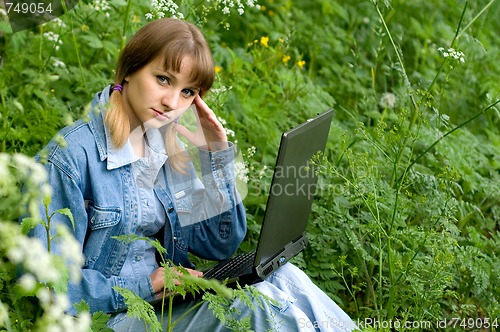 Image of Girl and  laptop