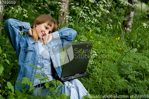 Image of Girl and  laptop