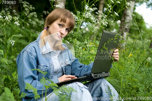 Image of Girl and  laptop