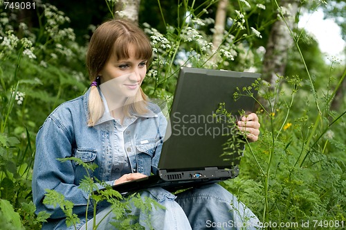 Image of Girl and  laptop