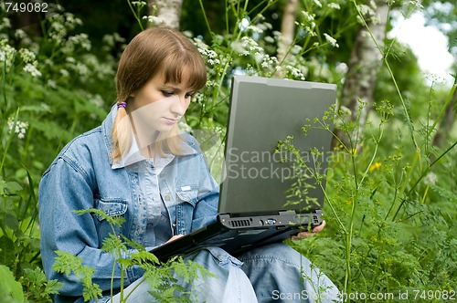 Image of Girl and  laptop