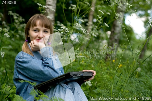 Image of Girl and  laptop