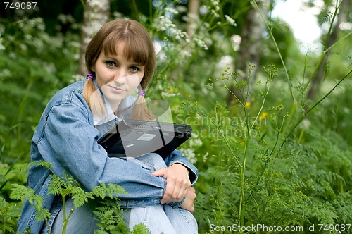 Image of Girl and  laptop