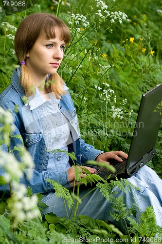 Image of Girl and  laptop