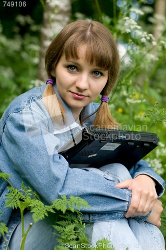 Image of Girl and  laptop