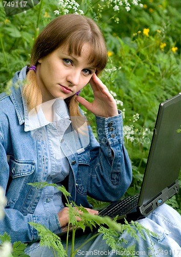 Image of Girl and  laptop