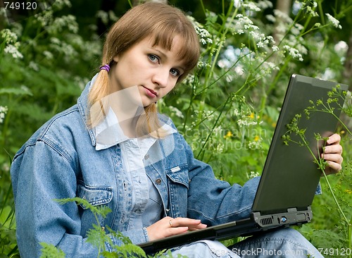 Image of Girl and  laptop