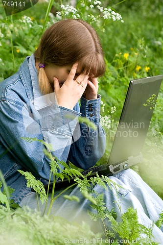 Image of Girl and  laptop