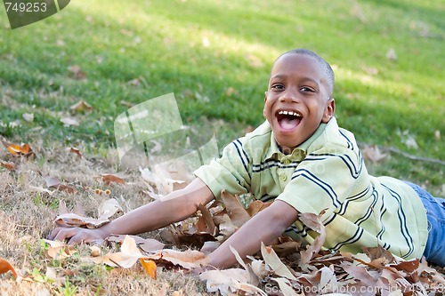 Image of Young African American Boy in the Park