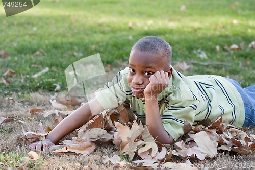 Image of Young African American Boy in the Park