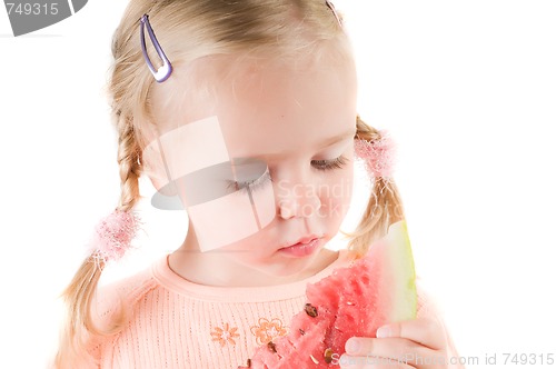 Image of Girl eating watermelon