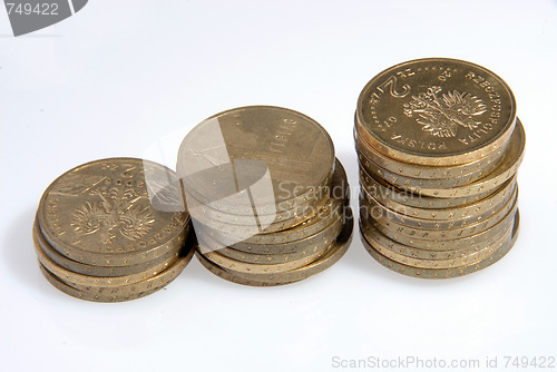 Image of coins on white