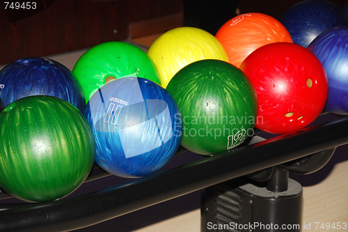 Image of colorful bowling balls