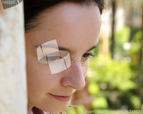 Image of Portrait of a young girl in a thoughful mood 