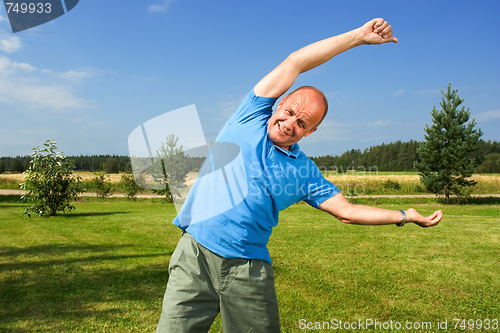 Image of Middle-aged man streching