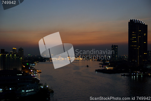 Image of Chao Praya River in Bangkok at night