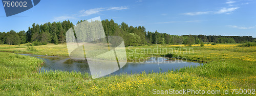 Image of Landscape with a stream - a panorama.