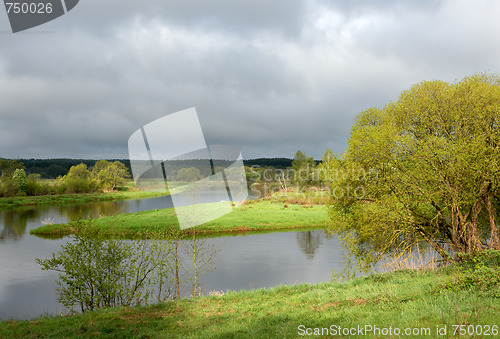 Image of Landscape with the river and island.