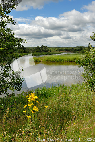 Image of Landscape with the river and clouds.