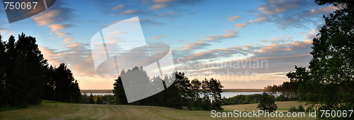 Image of Sunset over lake - a panorama