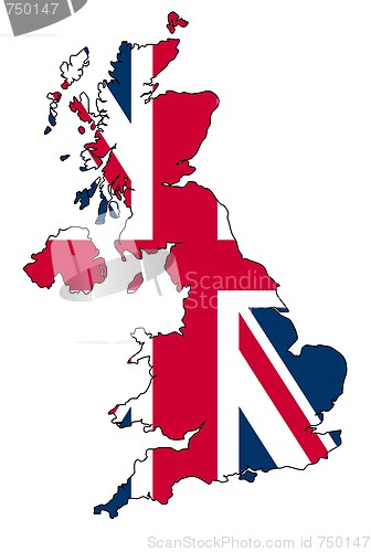 Image of UK map with flag