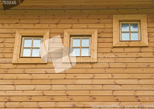 Image of Wooden wall with windows