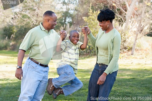 Image of Playful African American Man, Woman and Child