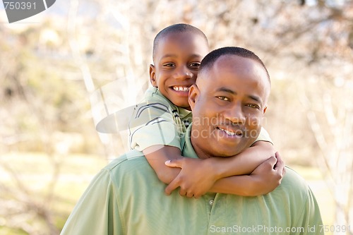 Image of African American Man and Child Having Fun