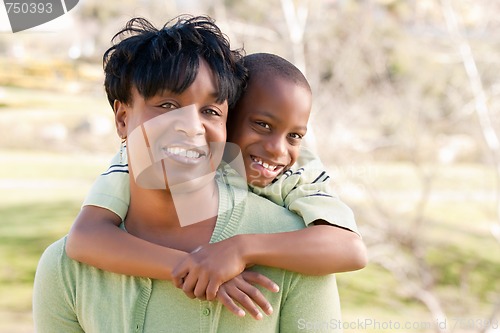 Image of Happy African American Woman and Child