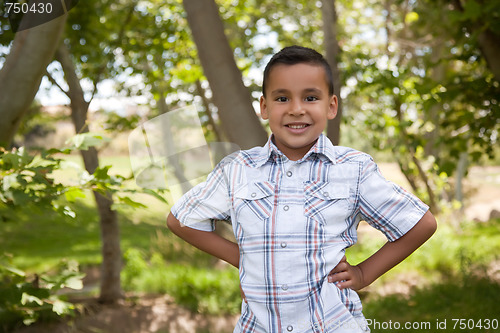 Image of Handsome Young Hispanic Boy in the Park