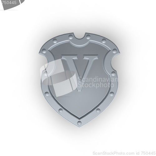 Image of shield with letter V
