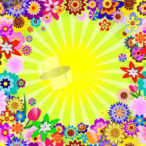 Image of Abstract floral background with rays 