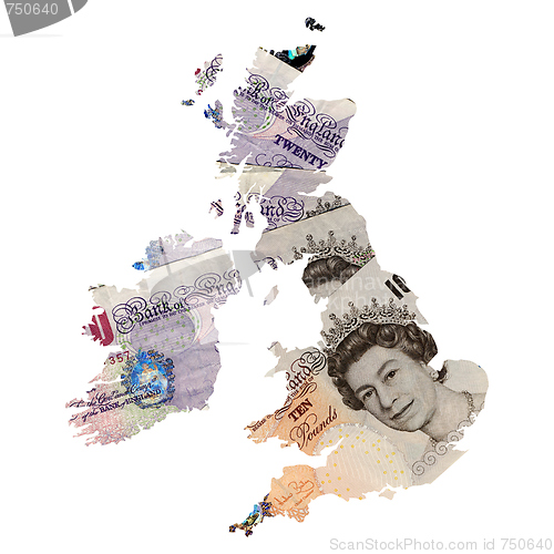 Image of UK map with pounds