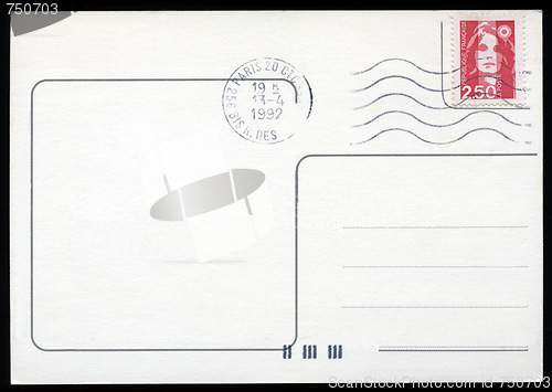 Image of Blank postcard with stamp