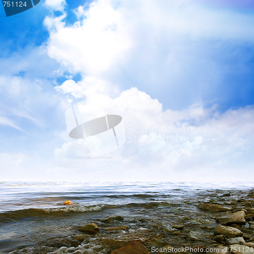 Image of sea beach and glow summer sky