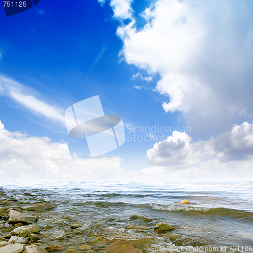 Image of sea beach and glow summer sky