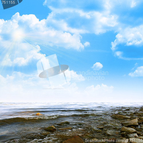 Image of sea beach and glow summer sky