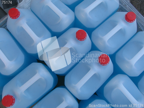 Image of Containers with blue liquid