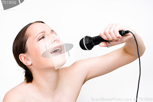 Image of Singing woman with microphone